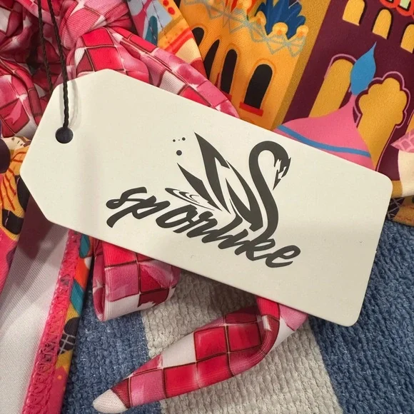 Pink and Blue Bikini with Playful Bow Details - Picture 7 of 7